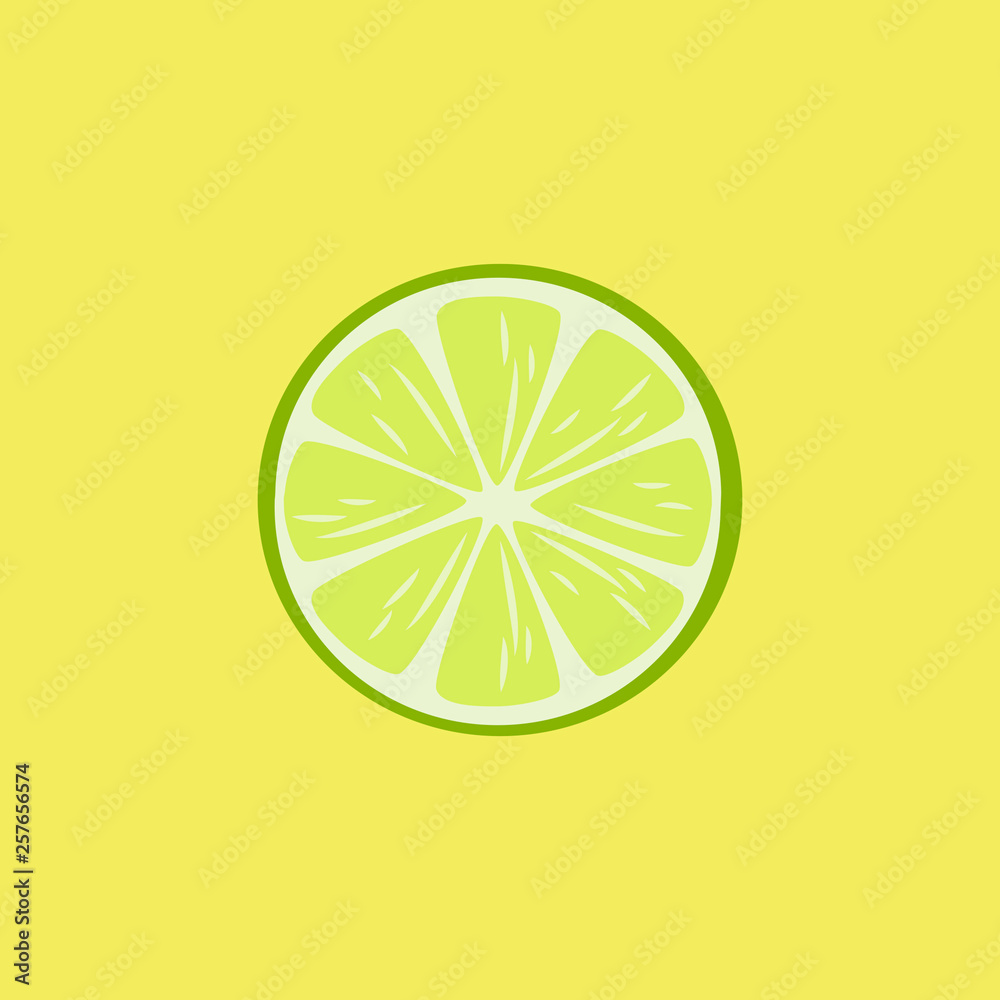 Печать Lime on green background background, flat design, logo, icon Печать Lime on green background background, flat design, logo, icon