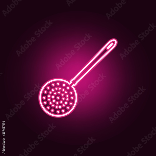 skimmer icon. Elements of kitchen tools in neon style icons. Simple icon for websites, web design, mobile app, info graphics