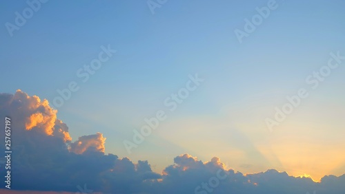 Orange sky and sunset, Blue sky and sea with cloud. © arinee