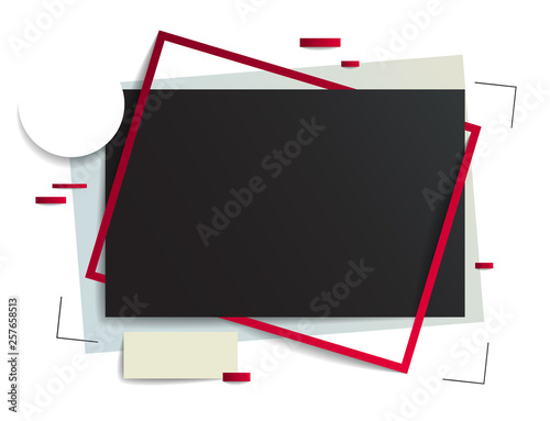 Frame with copy space for text design template, flyer, poster, card, banner, advertising layout, moderate colors and geometric shapes vector modern style paper cut 3d illustration.