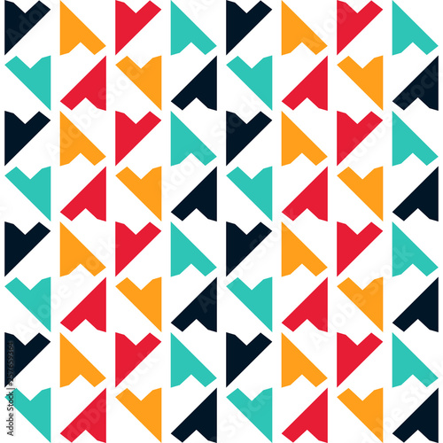 Bright seamless pattern with colorful triangular geometric elements.