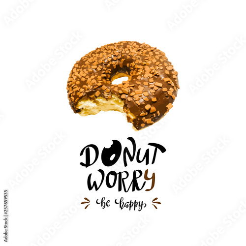 Donut worry be happy hand written lettering
