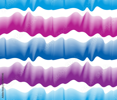 Waves seamless pattern, vector water runny curve lines abstract repeat endless background, colorful rhythmic waves.