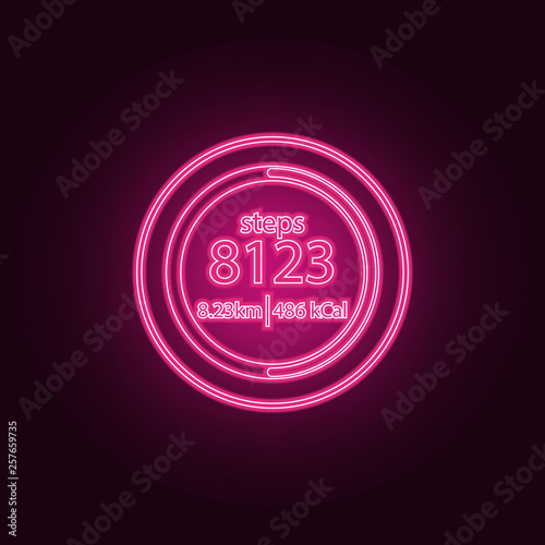 pedometer icon. Elements of measuring elements in neon style icons. Simple icon for websites, web design, mobile app, info graphics