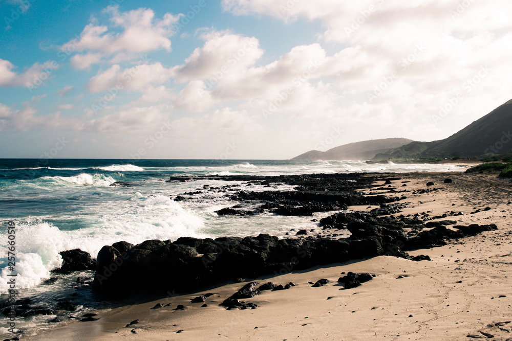 Ocean Waves on Island Coast and Shoreline Landscape Nature Photo Ocean Waves on Island Coast and Shoreline Landscape Nature Photo