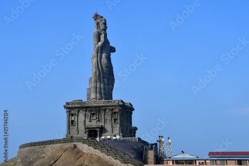 Cape Comorin (Kanyakumari), India, West Bengal (Tamil Nadu).. Sculpture of the Holy poet Tiruvalluvar, part of the Vivekananda memorial