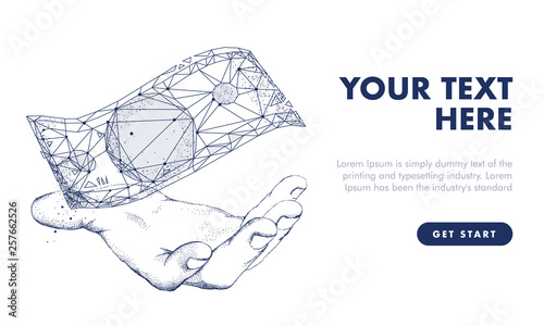 Business illustration with finance graphics, Innovative systems analytics, strategy technology programs of intuitive trade and progress management. Good idea for your awesome projects. Doodle vector.
