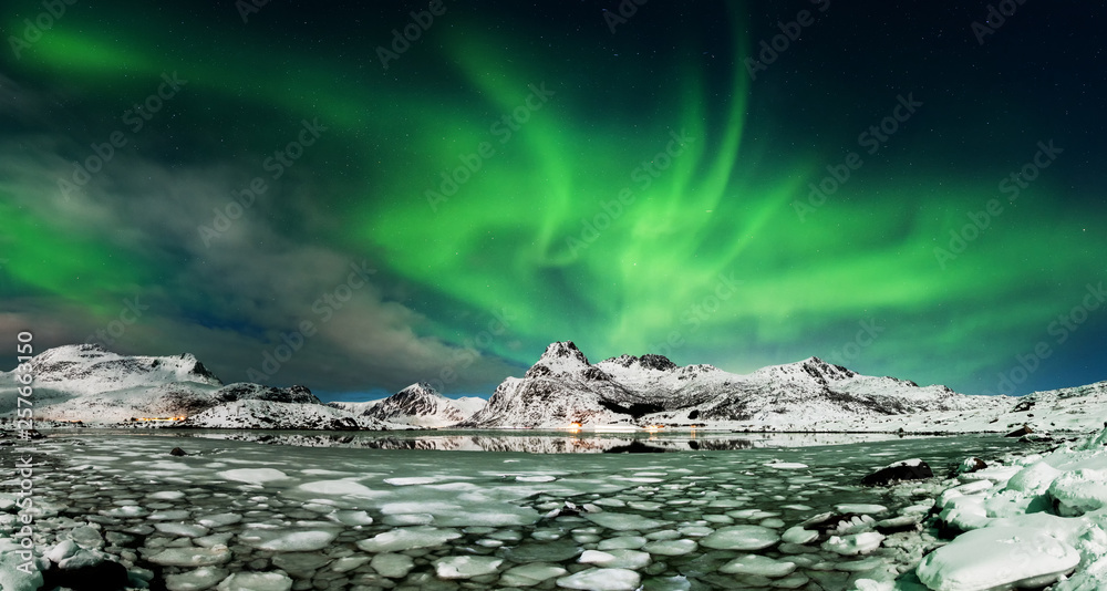Aurora borealis landscape
