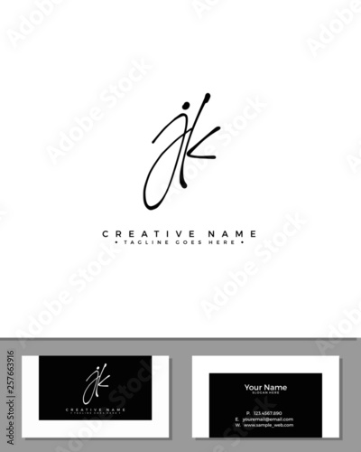 J K JK initial handwriting logo template vector. signature logo concept