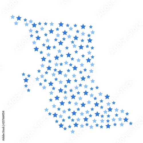 British Columbia Canadian province map background with blue stars of different sizes vector illustration eps
