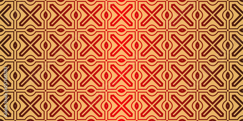 Geometric Pattern, Lace Geometric Ornament. Ethnic Ornament. Vector Illustration. For Greeting Cards, Invitations, Cover Book, Fabric, Scrapbooks. Sunrise red color