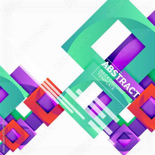 Fototapeta Naklejka Na Ścianę i Meble -  Color square composition with text. Geometric abstract background