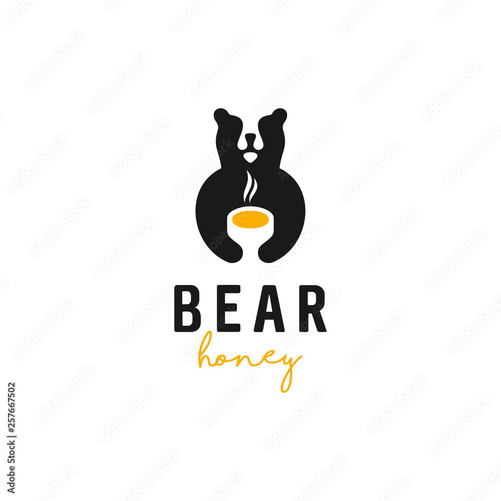 Naklejka premium bear honey logo design