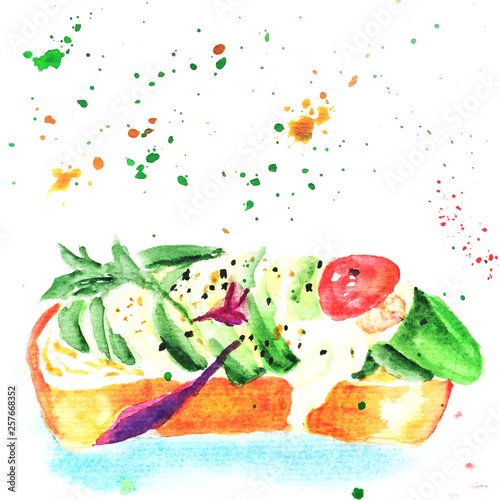 avocado sandwich watercolor 