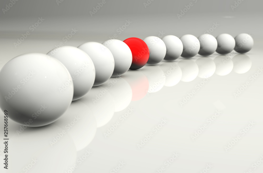 Red ball and white balls. Red ball and white balls.