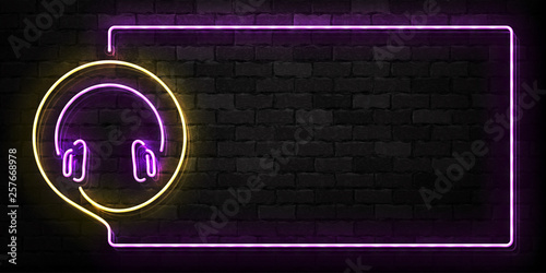 Vector realistic isolated neon sign of Podcast frame logo for template decoration on the wall background. Concept of on air and radio.