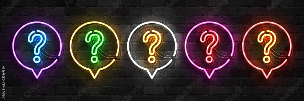 Question Nothing Sign Vector set of realistic isolated neon sign of Question logo for ...