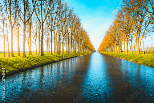 Panorama view of famous Damme Canal, Flanders, Belgium photo