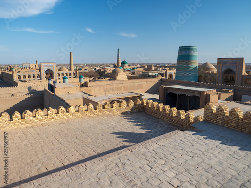 Landscape of Itchan Kala in Khiva Uzbekistan.