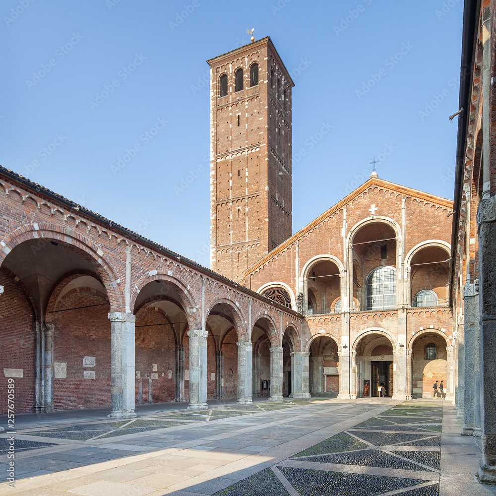 Italy, Milan – Sept 28, 2016: Basilica of Sant'Ambrogio