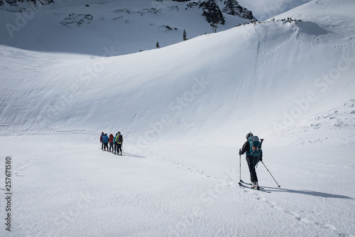 skiing in mountains