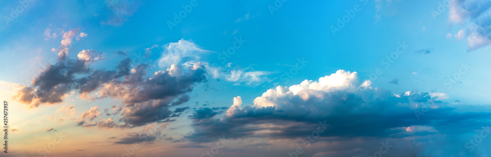 Panorama of clouds in sky in sunset Panorama of clouds in sky in sunset