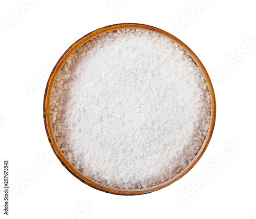 top view of wooden salt cellar with Rock Salt