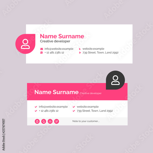 Corporate Email Signature Design Pink Horizontal Profile Picture