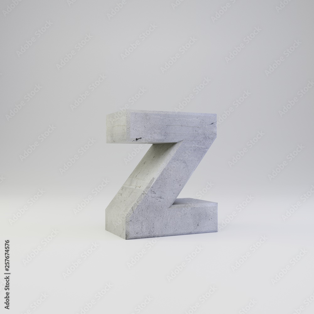 Concrete letter Z lowercase with plaster texture isolated on white background Concrete letter Z lowercase with plaster texture isolated on white background