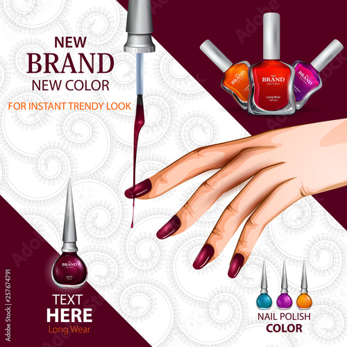 easy to edit vector illustration of advertisement promotion banner for trendy colorful Nail Polish fashion