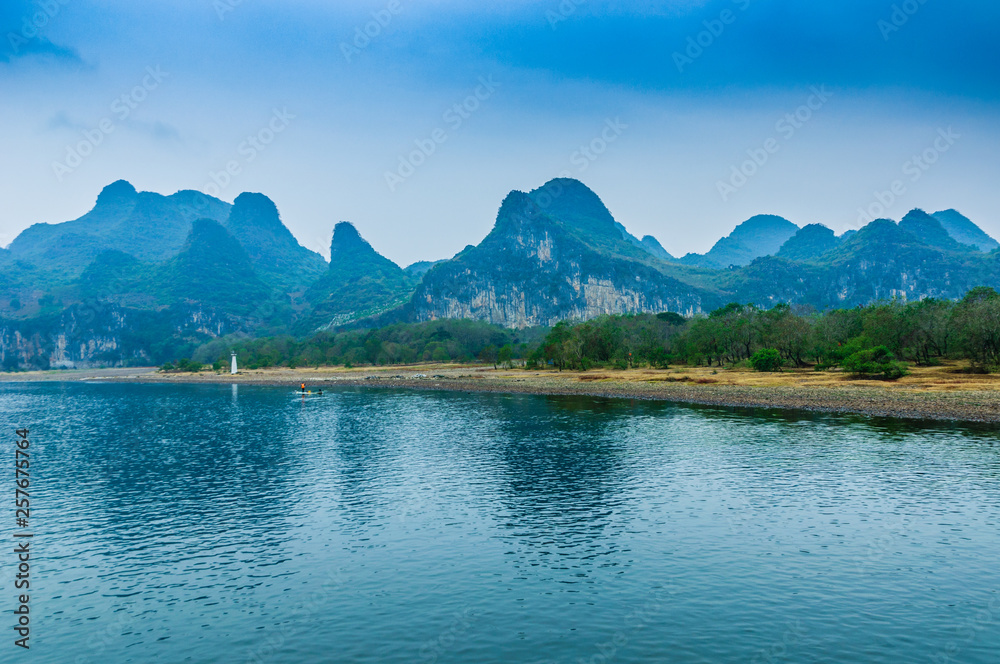 Landscape with river and mountains Landscape with river and mountains