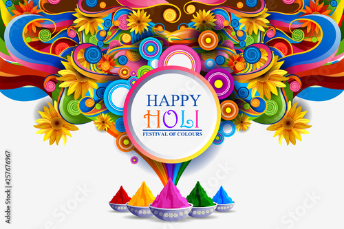 easy to edit vector illustration of Colorful Happy Hoil background for festival of colors in India