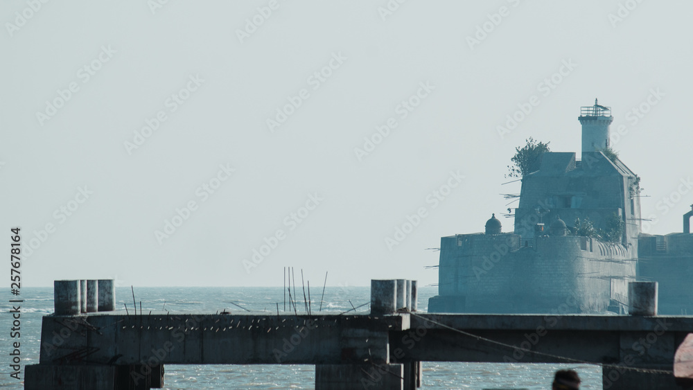 View of the ancient castle in the sea