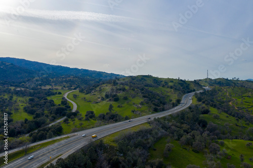 Aerial of Highway 58 in California