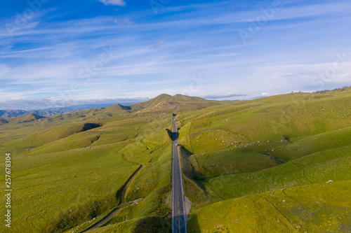 Aerial of Road to Mountains photo