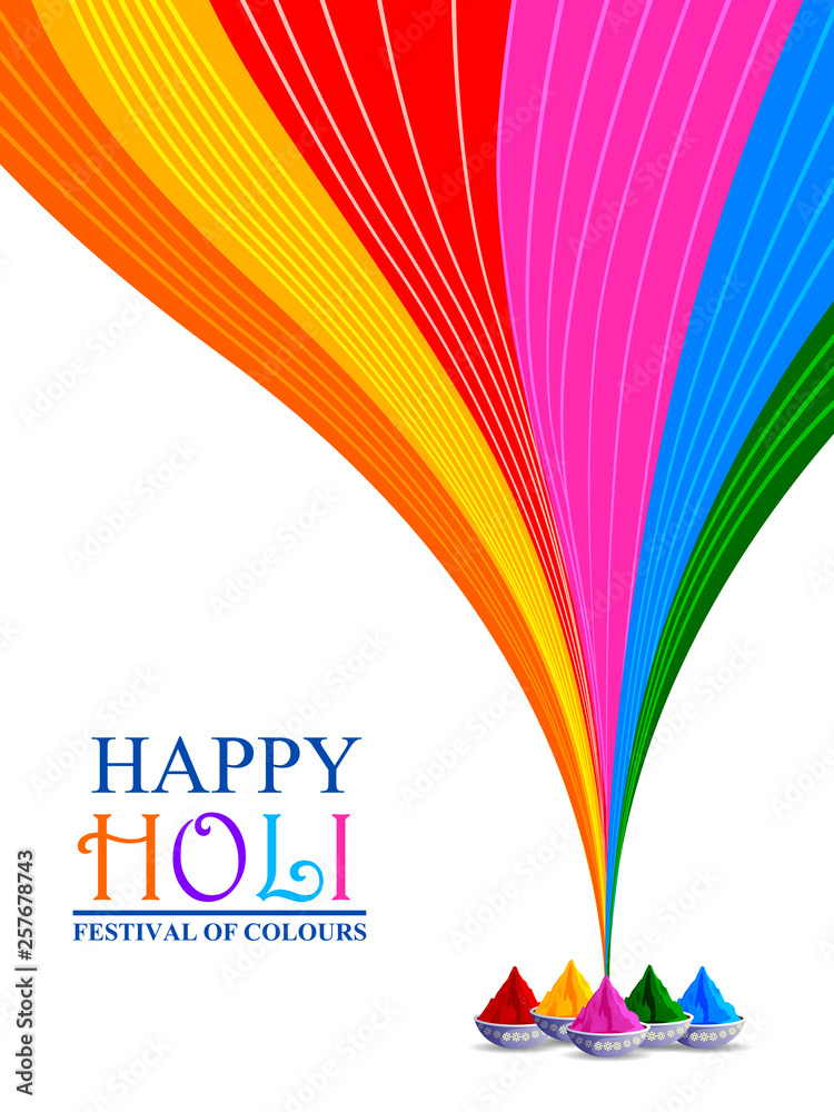 easy to edit vector illustration of Colorful Happy Hoil background for festival of colors in India - obrazy, fototapety, plakaty 