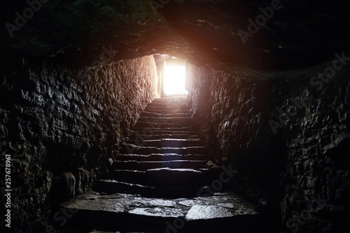 Fototapeta Underground passage under old medieval fortress