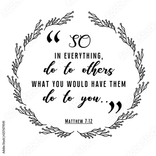 Message, quote, text from bible with wreath design