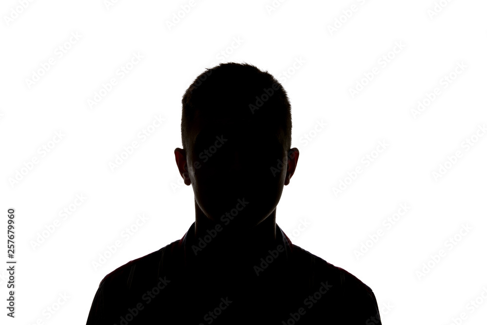 Silhouette of man looking at camera isolated on white Silhouette of man looking at camera isolated on white