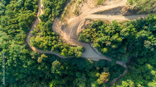 Landscape nature view, summer a view of mountains in thailand Aerial view Drone shot