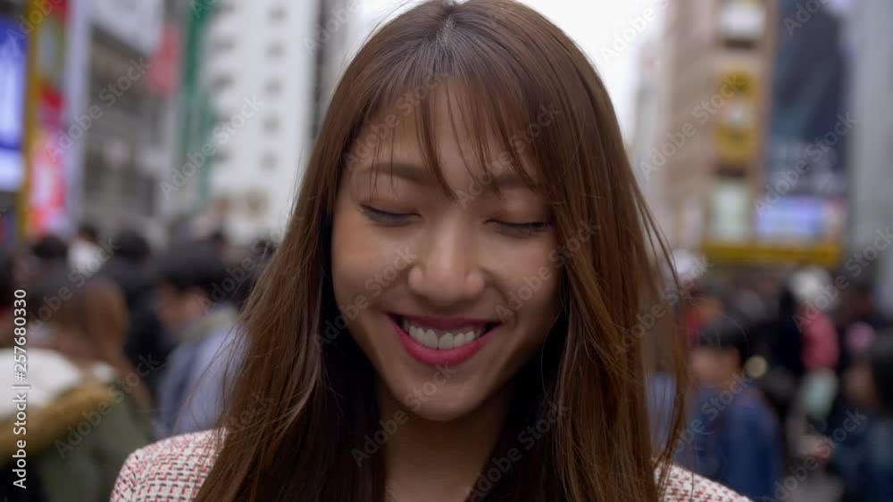 Portrait of Japanese woman on famous bridge in dotonbori, Osaka Japan. HD, Slow motion. Portrait of Japanese woman on famous bridge in dotonbori, Osaka Japan. HD, Slow motion.