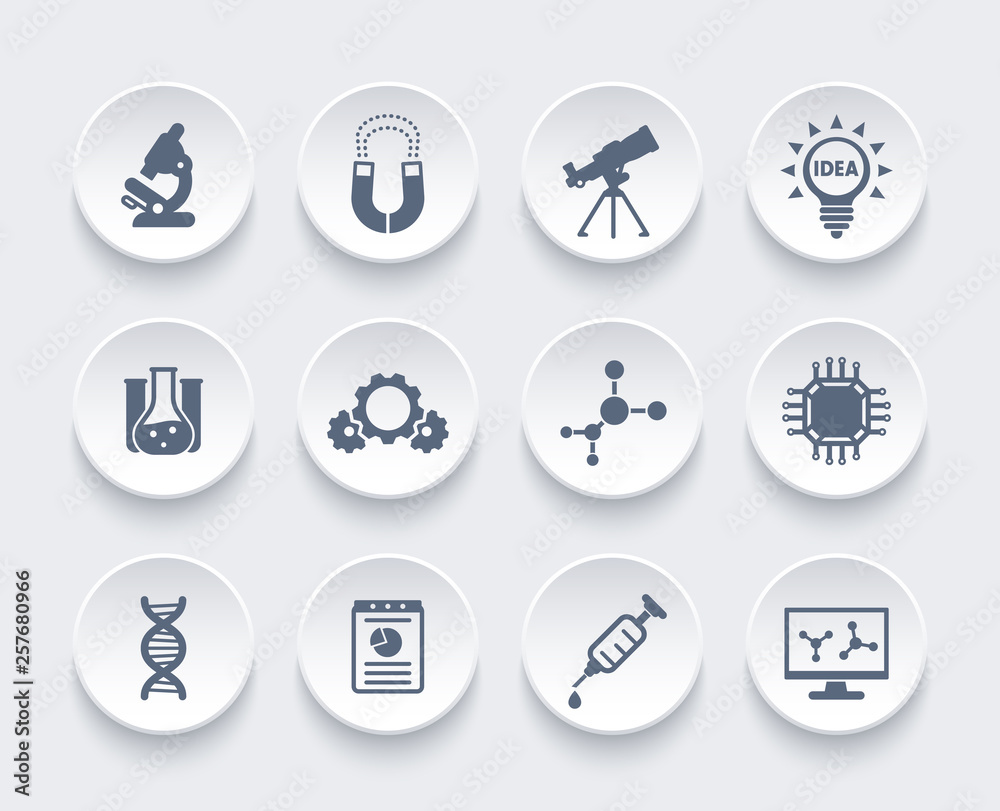 Science, laboratory, research icons set