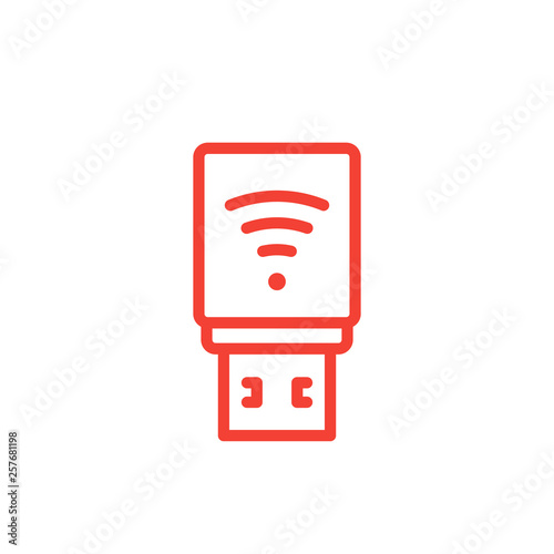 usb modem icon, 3g, 4g, lte modem line pictogram