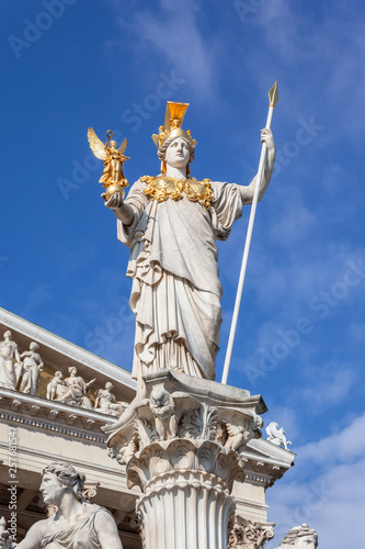Athena Statue in front of the Parliament in Vienna Austria