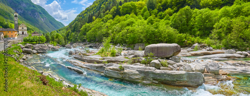 Famous verzasca river near Lavertezzo in Switzerland.