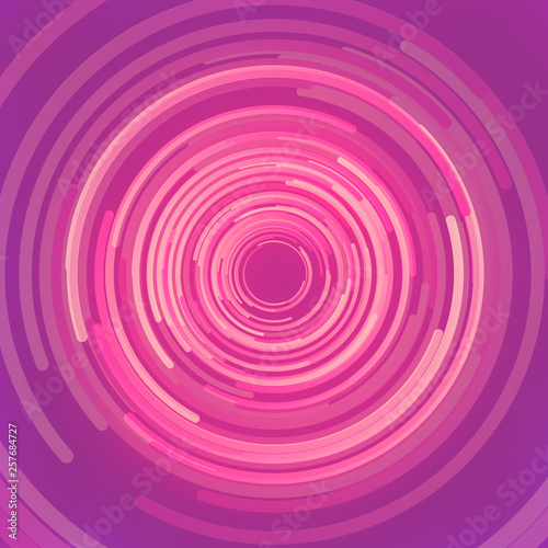 Abstract 3d rendering composition of pink colored circles. Computer generated geometric pattern