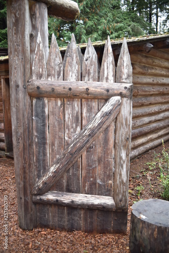 Astoria, Oregon. U.S.A.  October 22, 2017. Fort Clatsop National Park-replica of Lewis and Clark’s Expedition’s winter quarters Dec. 1805 to Mar. 1806.  photo