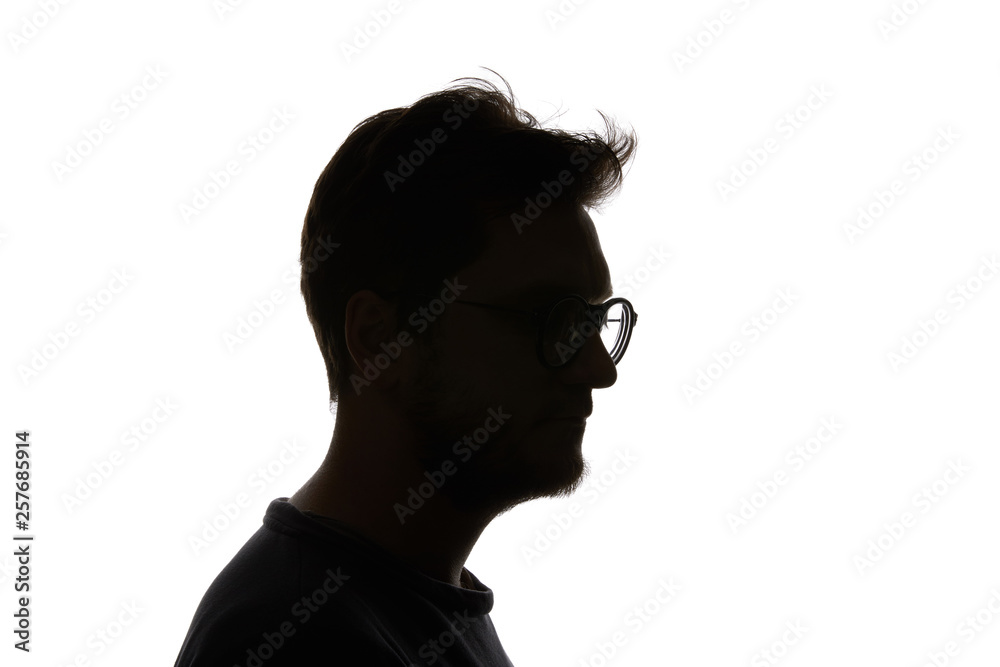 Silhouette of man in glasses with beard isolated on white Silhouette of man in glasses with beard isolated on white