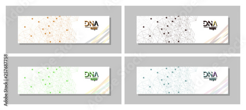 Set of Minimalist medicine design of landing page template with dna colorful background. Vector illustration eps 10.