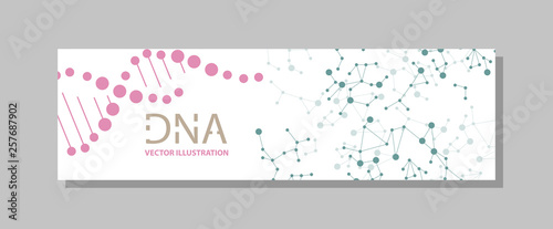 Minimalist medicine design of landing page template with dna colorful gradient background. Vector illustration eps 10.